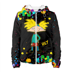 Женская куртка 3D с принтом Эй Арнольд! Hey Arnold в городе Новоалтайск, ткань верха — 100% полиэстер, подклад — флис | прямой крой, подол и капюшон оформлены резинкой с фиксаторами, два кармана без застежек по бокам, один большой потайной карман на груди. Карман на груди застегивается на липучку | arnold shortman | helga pataki | hey | hey arnold | nickelodeon | арнольд | арнольд шортмэн | гарольд | детям | джеральд | мальчик | мультфильм | никелодеон | парень | репоголовый | ронда | сидни | старые мультики | стинки