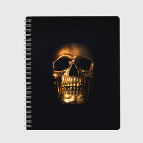 Тетрадь с принтом Golden Skull в городе Новоалтайск, 100% бумага | 48 листов, плотность листов — 60 г/м2, плотность картонной обложки — 250 г/м2. Листы скреплены сбоку удобной пружинной спиралью. Уголки страниц и обложки скругленные. Цвет линий — светло-серый
 | golden | midas | skull | иллюстрация | черепа