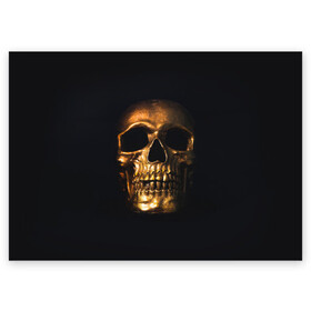 Поздравительная открытка с принтом Golden Skull в городе Новоалтайск, 100% бумага | плотность бумаги 280 г/м2, матовая, на обратной стороне линовка и место для марки
 | golden | midas | skull | иллюстрация | черепа