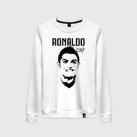 Женский свитшот хлопок с принтом Cristiano Ronaldo cr7 профиль в городе Новоалтайск, 100% хлопок | прямой крой, круглый вырез, на манжетах и по низу широкая трикотажная резинка  | 7 | champion | cr7 | cristiano ronaldo | fifa | football | football club | juventus | soccer | uefa | игра | криштиану роналду | лига чемпионов | реал мадрид | сборная португалии | спорт | уефа | фифа | фк | футбол | футболь