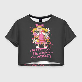 Женская футболка Crop-top 3D с принтом I`m pretty! Helga в городе Новоалтайск, 100% полиэстер | круглая горловина, длина футболки до линии талии, рукава с отворотами | arnold | hey | hey arnold | mult | арнольд | мультфильм | мультфильм 90 | патаки | хей | хельга | хельга паттаки | эй арнольд