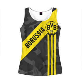 Женская майка 3D с принтом ФК БОРУССИЯ / FC BORUSSIA в городе Новоалтайск, 100% полиэстер | круглая горловина, прямой силуэт, длина до линии бедра | ballspielverein borussia 09 e v dortmund | borussia | fifa | football | sport | uefa | боруссия | германия. | лига финал | матч | спорт | уефа | финал | фифа | футбол | футбольный клуб