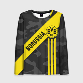 Женский лонгслив 3D с принтом ФК БОРУССИЯ / FC BORUSSIA в городе Новоалтайск, 100% полиэстер | длинные рукава, круглый вырез горловины, полуприлегающий силуэт | ballspielverein borussia 09 e v dortmund | borussia | fifa | football | sport | uefa | боруссия | германия. | лига финал | матч | спорт | уефа | финал | фифа | футбол | футбольный клуб
