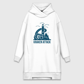 Платье-худи хлопок с принтом Атака кракена в городе Новоалтайск,  |  | king | kraken | octopus | корона | кракен | море | морские | морское | осьминог | щупальца