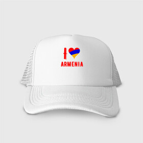 Кепка тракер с сеткой с принтом I Love Armenia в городе Новоалтайск, трикотажное полотно; задняя часть — сетка | длинный козырек, универсальный размер, пластиковая застежка | armenia | armenya | love | арарат | армения | армяне | армянин | арцах | горы | ереван | кавказ | любовь | народ | саркисян | сердце | ссср | страна | флаг