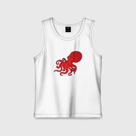 Детская майка хлопок с принтом Осьминог красный в городе Новоалтайск,  |  | cute | octopus | милый | морское | осьминог | осьминожка | паттерн | тентакли | щупальца