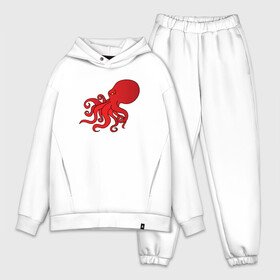 Мужской костюм хлопок OVERSIZE с принтом Осьминог красный в городе Новоалтайск,  |  | cute | octopus | милый | морское | осьминог | осьминожка | паттерн | тентакли | щупальца