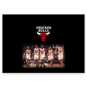 Поздравительная открытка с принтом CHICAGO BULLS [3] в городе Новоалтайск, 100% бумага | плотность бумаги 280 г/м2, матовая, на обратной стороне линовка и место для марки
 | basketball | bulls | chicago | chicago bulls | jordan | nba | баскетбол | джордан | нба | чикаго буллз