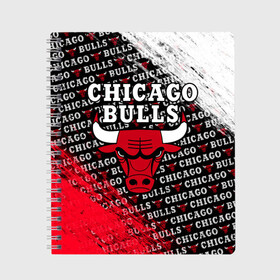 Тетрадь с принтом CHICAGO BULLS [6] в городе Новоалтайск, 100% бумага | 48 листов, плотность листов — 60 г/м2, плотность картонной обложки — 250 г/м2. Листы скреплены сбоку удобной пружинной спиралью. Уголки страниц и обложки скругленные. Цвет линий — светло-серый
 | Тематика изображения на принте: basketball | bulls | chicago | chicago bulls | jordan | nba | баскетбол | джордан | нба | чикаго буллз