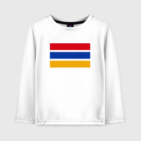 Детский лонгслив хлопок с принтом Armenia Flag в городе Новоалтайск, 100% хлопок | круглый вырез горловины, полуприлегающий силуэт, длина до линии бедер | Тематика изображения на принте: armenia | armenya | арарат | армения | армяне | армянин | арцах | горы | ереван | кавказ | народ | саркисян | ссср | страна | флаг