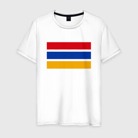 Мужская футболка хлопок с принтом Armenia Flag в городе Новоалтайск, 100% хлопок | прямой крой, круглый вырез горловины, длина до линии бедер, слегка спущенное плечо. | armenia | armenya | арарат | армения | армяне | армянин | арцах | горы | ереван | кавказ | народ | саркисян | ссср | страна | флаг