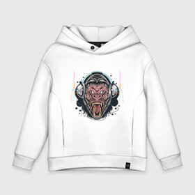 Детское худи Oversize хлопок с принтом Gorilla Music в городе Новоалтайск, френч-терри — 70% хлопок, 30% полиэстер. Мягкий теплый начес внутри —100% хлопок | боковые карманы, эластичные манжеты и нижняя кромка, капюшон на магнитной кнопке | gorilla | music | дикая горилла | животные | наушники