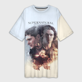 Платье-футболка 3D с принтом Supernatural в городе Новоалтайск,  |  | castiel | crowley | dean winchester | sam winchester | sn | spn | supernatural | vdzabma | дин винчестер | кастиель | кастиэль | кроули | сверхъестественное | сн | спн | сэм винчестер