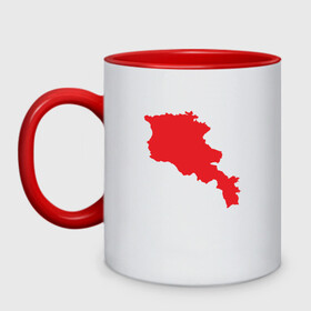Кружка двухцветная с принтом Armenia Map в городе Новоалтайск, керамика | объем — 330 мл, диаметр — 80 мм. Цветная ручка и кайма сверху, в некоторых цветах — вся внутренняя часть | Тематика изображения на принте: armenia | armenya | арарат | армения | армяне | армянин | арцах | горы | ереван | кавказ | карта | народ | саркисян | ссср | страна | флаг