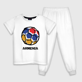 Детская пижама хлопок с принтом Armenia Football в городе Новоалтайск, 100% хлопок |  брюки и футболка прямого кроя, без карманов, на брюках мягкая резинка на поясе и по низу штанин
 | Тематика изображения на принте: armenia | armenya | football | арарат | армения | армяне | армянин | арцах | горы | ереван | кавказ | мяч | народ | саркисян | спорт | ссср | страна | флаг | футбол