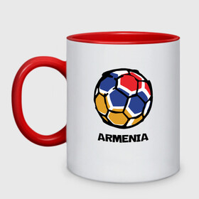 Кружка двухцветная с принтом Armenia Football в городе Новоалтайск, керамика | объем — 330 мл, диаметр — 80 мм. Цветная ручка и кайма сверху, в некоторых цветах — вся внутренняя часть | Тематика изображения на принте: armenia | armenya | football | арарат | армения | армяне | армянин | арцах | горы | ереван | кавказ | мяч | народ | саркисян | спорт | ссср | страна | флаг | футбол