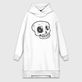 Платье-худи хлопок с принтом Задумчивый Аякс в городе Новоалтайск,  |  | skull | иллюстрация | стикер | ужастик | череп