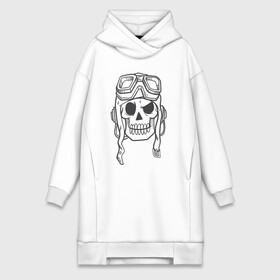 Платье-худи хлопок с принтом Лётчик Аякс в городе Новоалтайск,  |  | skull | иллюстрация | стикер | ужастик | череп
