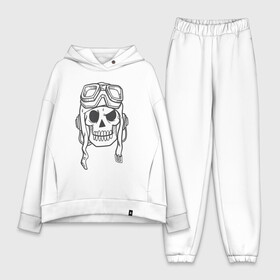 Женский костюм хлопок Oversize с принтом Лётчик Аякс в городе Новоалтайск,  |  | skull | иллюстрация | стикер | ужастик | череп