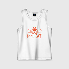 Детская майка хлопок с принтом Cool Cat в городе Новоалтайск,  |  | animal | cat | cute | kitty | meow | друг | животные | киска | китти | кот | котенок | котик | котэ | кошечка | кошка | милый | мур | мяу | питомец