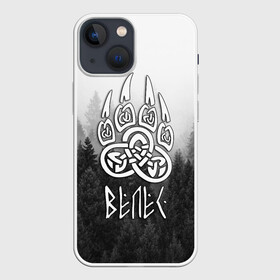 Чехол для iPhone 13 mini с принтом ВЕЛЕС туманный лес в городе Новоалтайск,  |  | бог | велес | лапа | лес | оберег | россия | славяне | славянская культура | славянская символика | славянские | туманный лес