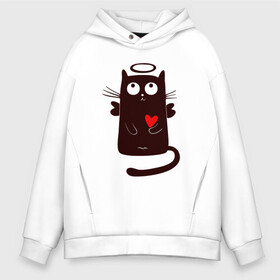Мужское худи Oversize хлопок с принтом Angel Cat в городе Новоалтайск, френч-терри — 70% хлопок, 30% полиэстер. Мягкий теплый начес внутри —100% хлопок | боковые карманы, эластичные манжеты и нижняя кромка, капюшон на магнитной кнопке | animal | cat | cute | kitty | meow | ангел | друг | животные | киска | китти | кот | котенок | котик | котэ | кошечка | кошка | любовь | милый | мур | мяу | питомец | сердце