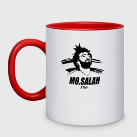 Кружка двухцветная с принтом MO.SALAH KING в городе Новоалтайск, керамика | объем — 330 мл, диаметр — 80 мм. Цветная ручка и кайма сверху, в некоторых цветах — вся внутренняя часть | basel | champion | chelsea | fifa | lfc | liverpool | mo salah | mohamed salah | mokawloon | roma | soccer | uefa | базель | египет | ливерпуль | лига чемпионов | лфк | мокавлун | мохаммед салах | рома | уефа | фифа | футбол