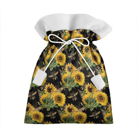 Подарочный 3D мешок с принтом Fashion Sunflowers and bees в городе Новоалтайск, 100% полиэстер | Размер: 29*39 см | black | fashion | flowers | flowers lovers | sunflower | sunflowers | букет подсолнухов | весенние подсолнухи | жёлтые подсолнухи | летние подсолнухи | летние цветы | насекомые | подсолнечник | подсолнухи