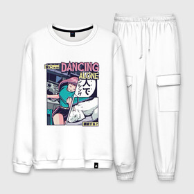 Мужской костюм хлопок с принтом Vaporwave Anime Dancing Girl в городе Новоалтайск, 100% хлопок | на свитшоте круглая горловина, мягкая резинка по низу. Брюки заужены к низу, на них два вида карманов: два “обычных” по бокам и два объемных, с клапанами, расположенные ниже линии бедра. Брюки с мягкой трикотажной резинкой на поясе и по низу штанин. В поясе для дополнительного комфорта — широкие завязки | art | dance | dancing alone | japan | japanese | tokyo | woman | арт | вапорвейв | девочка | девушка | комиксы | кот | котик | манга | милота | паровая волна | персонаж аниме | рисунок в стиле аниме | смешной кот | танцы | токио