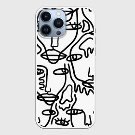 Чехол для iPhone 13 Pro Max с принтом Many faces в городе Новоалтайск,  |  | face | many faces | one line | много лиц | одна линия