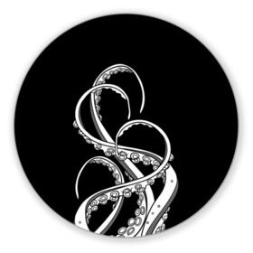 Коврик для мышки круглый с принтом Octopus Black and White в городе Новоалтайск, резина и полиэстер | круглая форма, изображение наносится на всю лицевую часть | fish | kraken | ocean spirit | octopus | sea | summer | вода | водный мир | животные | зверь | кальмар | кракен | лето | монстр | море | морская живность | морские обитатели | осьминог | отпуск | рыба | черно белый | чуд