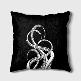Подушка 3D с принтом Octopus Black and White в городе Новоалтайск, наволочка – 100% полиэстер, наполнитель – холлофайбер (легкий наполнитель, не вызывает аллергию). | состоит из подушки и наволочки. Наволочка на молнии, легко снимается для стирки | fish | kraken | ocean spirit | octopus | sea | summer | вода | водный мир | животные | зверь | кальмар | кракен | лето | монстр | море | морская живность | морские обитатели | осьминог | отпуск | рыба | черно белый | чуд