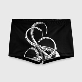 Детские купальные плавки 3D с принтом Octopus Black and White в городе Новоалтайск, Полиэстер 85%, Спандекс 15% | Слитный крой, подклад по переду изделия, узкие бретели | fish | kraken | ocean spirit | octopus | sea | summer | вода | водный мир | животные | зверь | кальмар | кракен | лето | монстр | море | морская живность | морские обитатели | осьминог | отпуск | рыба | черно белый | чуд