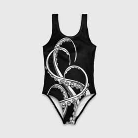 Детский купальник 3D с принтом Octopus Black and White в городе Новоалтайск, Полиэстер 85%, Спандекс 15% | Слитный крой, подклад по переду изделия, узкие бретели | fish | kraken | ocean spirit | octopus | sea | summer | вода | водный мир | животные | зверь | кальмар | кракен | лето | монстр | море | морская живность | морские обитатели | осьминог | отпуск | рыба | черно белый | чуд