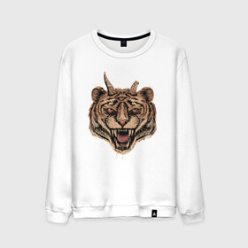 Мужской свитшот хлопок с принтом Evil Tiger в городе Новоалтайск, 100% хлопок |  | животные | зло | рога | тигр | третий глаз