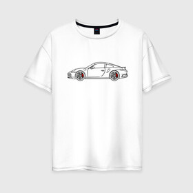 Женская футболка хлопок Oversize с принтом Porsche 911 Tubro S в городе Новоалтайск, 100% хлопок | свободный крой, круглый ворот, спущенный рукав, длина до линии бедер
 | porsche | porsche911 | porsche911turbos | turbo | turbos | vag | порш | порш911 | порш911турбо | спорткар | суперкар | турбо