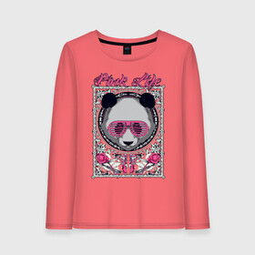 Женский лонгслив хлопок с принтом PINK LIFE в городе Новоалтайск, 100% хлопок |  | black | fashion | girl | life | panda | pink | roses | text | white | женский | жизнь | лето | мода | очки | панда | розовый | розы | стиль | узор