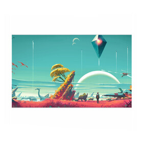 Бумага для упаковки 3D с принтом No Man Sky в городе Новоалтайск, пластик и полированная сталь | круглая форма, металлическое крепление в виде кольца | Тематика изображения на принте: games | hello games | open world | галактика | космический корабль
