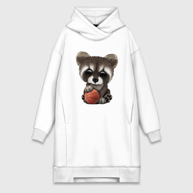 Платье-худи хлопок с принтом Енот   Баскетбол в городе Новоалтайск,  |  | basketball | game | nba | racoon | sport | streetball | баскетбол | баскетболист | енот | животные | игра | игрок | мяч | нба | спорт | стритбол | тренер