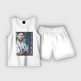 Детская пижама с шортами хлопок с принтом Lionel Messi в городе Новоалтайск,  |  | barcelona | football | forward | messi | star | барселона | звезда | месси | нападающий | футбол