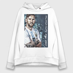 Женское худи Oversize хлопок с принтом Lionel Messi в городе Новоалтайск, френч-терри — 70% хлопок, 30% полиэстер. Мягкий теплый начес внутри —100% хлопок | боковые карманы, эластичные манжеты и нижняя кромка, капюшон на магнитной кнопке | barcelona | football | forward | messi | star | барселона | звезда | месси | нападающий | футбол