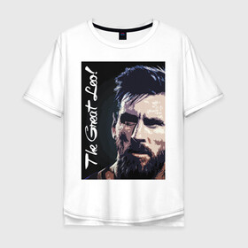 Мужская футболка хлопок Oversize с принтом Lionel Messi в городе Новоалтайск, 100% хлопок | свободный крой, круглый ворот, “спинка” длиннее передней части | barcelona | football | forward | messi | star | барселона | звезда | месси | нападающий | футбол