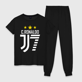 Женская пижама хлопок с принтом C.RONALDO J7 3 звезды в городе Новоалтайск, 100% хлопок | брюки и футболка прямого кроя, без карманов, на брюках мягкая резинка на поясе и по низу штанин | 7 | champion | cr7 | cristiano ronaldo | fifa | football | football club | juventus | soccer | uefa | игра | криштиану роналду | лига чемпионов | реал мадрид | сборная португалии | спорт | уефа | фифа | фк | футбол | футболь