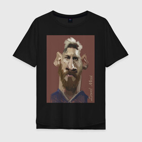 Мужская футболка хлопок Oversize с принтом Messi в городе Новоалтайск, 100% хлопок | свободный крой, круглый ворот, “спинка” длиннее передней части | barcelona | football | forward | messi | star | барселона | звезда | месси | нападающий | футбол
