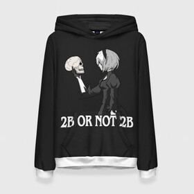 Женская толстовка 3D с принтом 2B OR NOT 2B в городе Новоалтайск, 100% полиэстер  | двухслойный капюшон со шнурком для регулировки, мягкие манжеты на рукавах и по низу толстовки, спереди карман-кенгуру с мягким внутренним слоем. | 2a | 2б | ahegao | anime | automata | b2 | cyber | emil | girl | girls | glitch | hikka | neon | nier | senpai | waifu | yorha | а2 | аниме | ахегао | вайфу | глитч | глич | девушка | кибер | манга | неон | семпай | сенпай | тян | тяночка | 