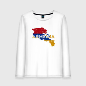 Женский лонгслив хлопок с принтом Armenia Map в городе Новоалтайск, 100% хлопок |  | armenia | armenya | арарат | армения | армяне | армянин | горы | ереван | кавказ | народ | саркисян | ссср | страна | флаг