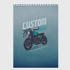 Скетчбук с принтом Custom Bike в городе Новоалтайск, 100% бумага
 | 48 листов, плотность листов — 100 г/м2, плотность картонной обложки — 250 г/м2. Листы скреплены сверху удобной пружинной спиралью | Тематика изображения на принте: bike | custom | байк | байкер | кастом | мото | мотокросс | мотоцикл | скорость