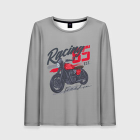 Женский лонгслив 3D с принтом Racing 85 в городе Новоалтайск, 100% полиэстер | длинные рукава, круглый вырез горловины, полуприлегающий силуэт | bike | custom | байк | байкер | кастом | мото | мотокросс | мотоцикл | скорость
