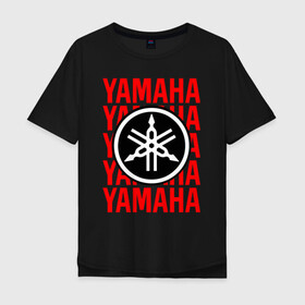 Мужская футболка хлопок Oversize с принтом YAMAHA / ЯМАХА / МОТОСПОРТ в городе Новоалтайск, 100% хлопок | свободный крой, круглый ворот, “спинка” длиннее передней части | Тематика изображения на принте: motorcycle | yamaha | yzf r6. | байк | байкер | мотоспорт | мототехника | мотоцикл | мотоциклист | скутер | ямаха