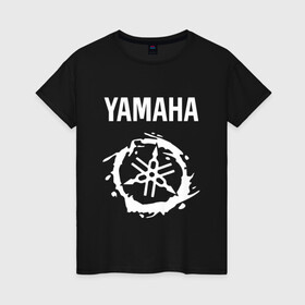 Женская футболка хлопок с принтом YAMAHA ЯМАХА МОТОСПОРТ в городе Новоалтайск, 100% хлопок | прямой крой, круглый вырез горловины, длина до линии бедер, слегка спущенное плечо | motorcycle | yamaha | yzf r6. | байк | байкер | мотоспорт | мототехника | мотоцикл | мотоциклист | скутер | ямаха